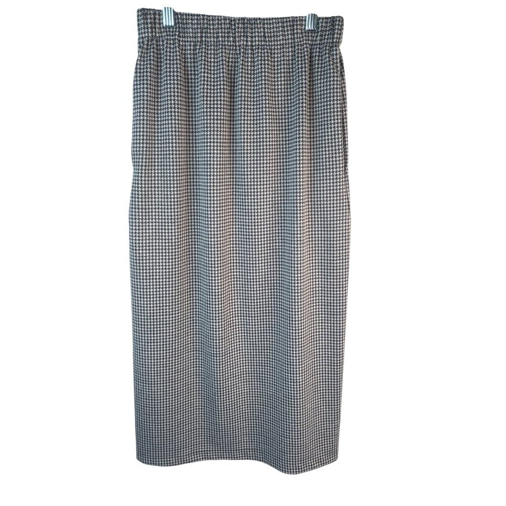2/$30 Vintage Black & White S Houndstooth Midi Skirt With Elastic Waist & Front